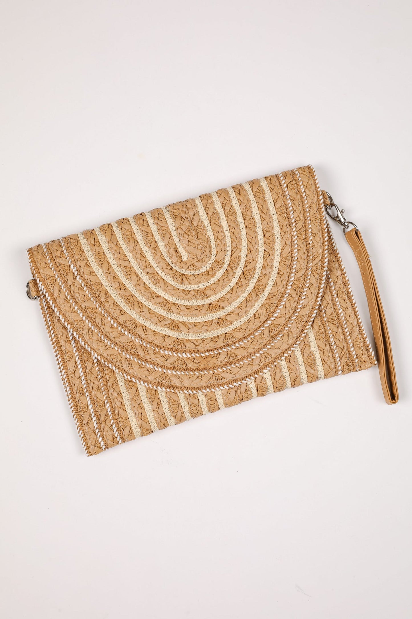 No Need To Rush Tan Straw Clutch