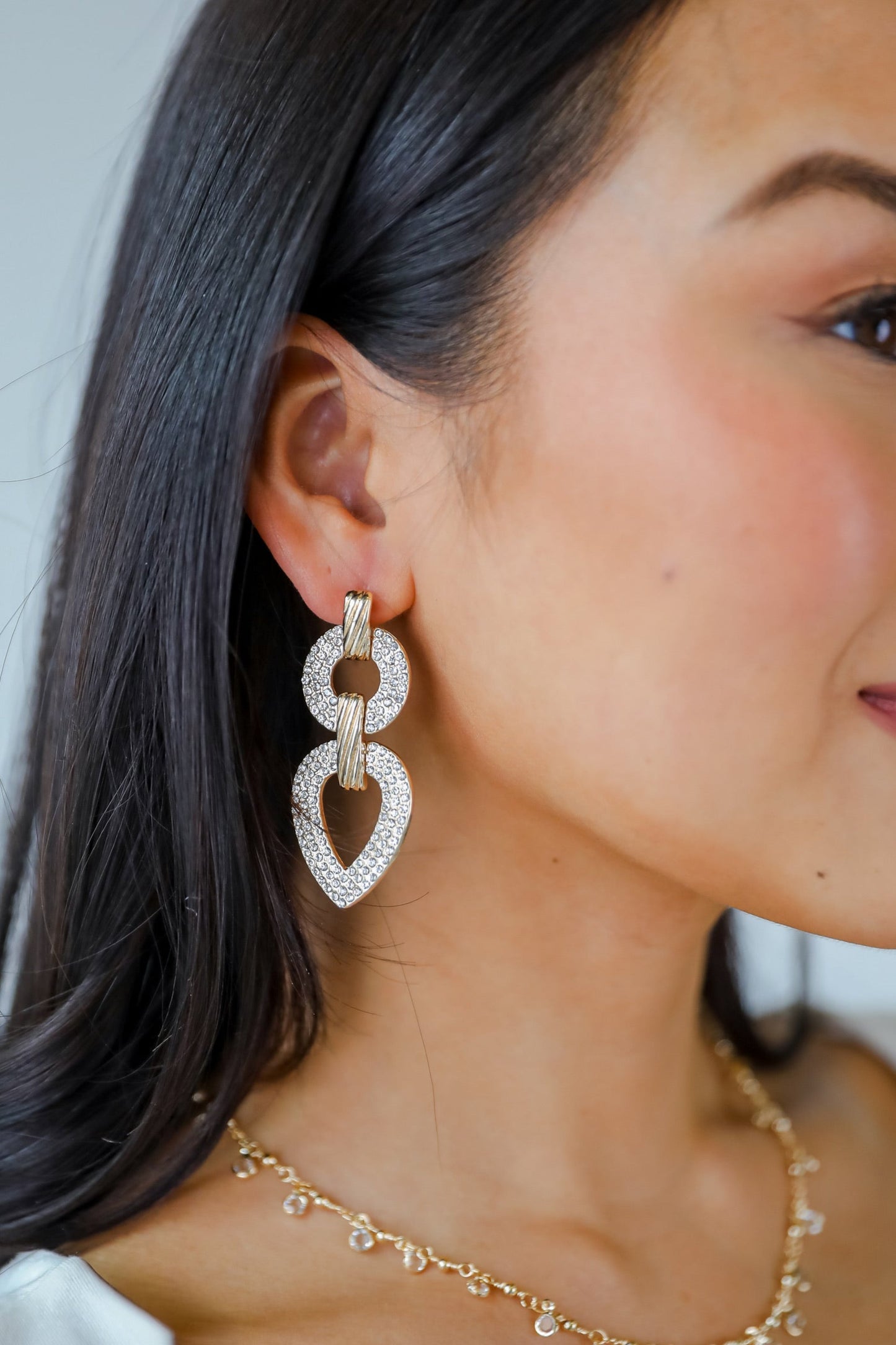 Quinn Gold Rhinestone Statement Earrings