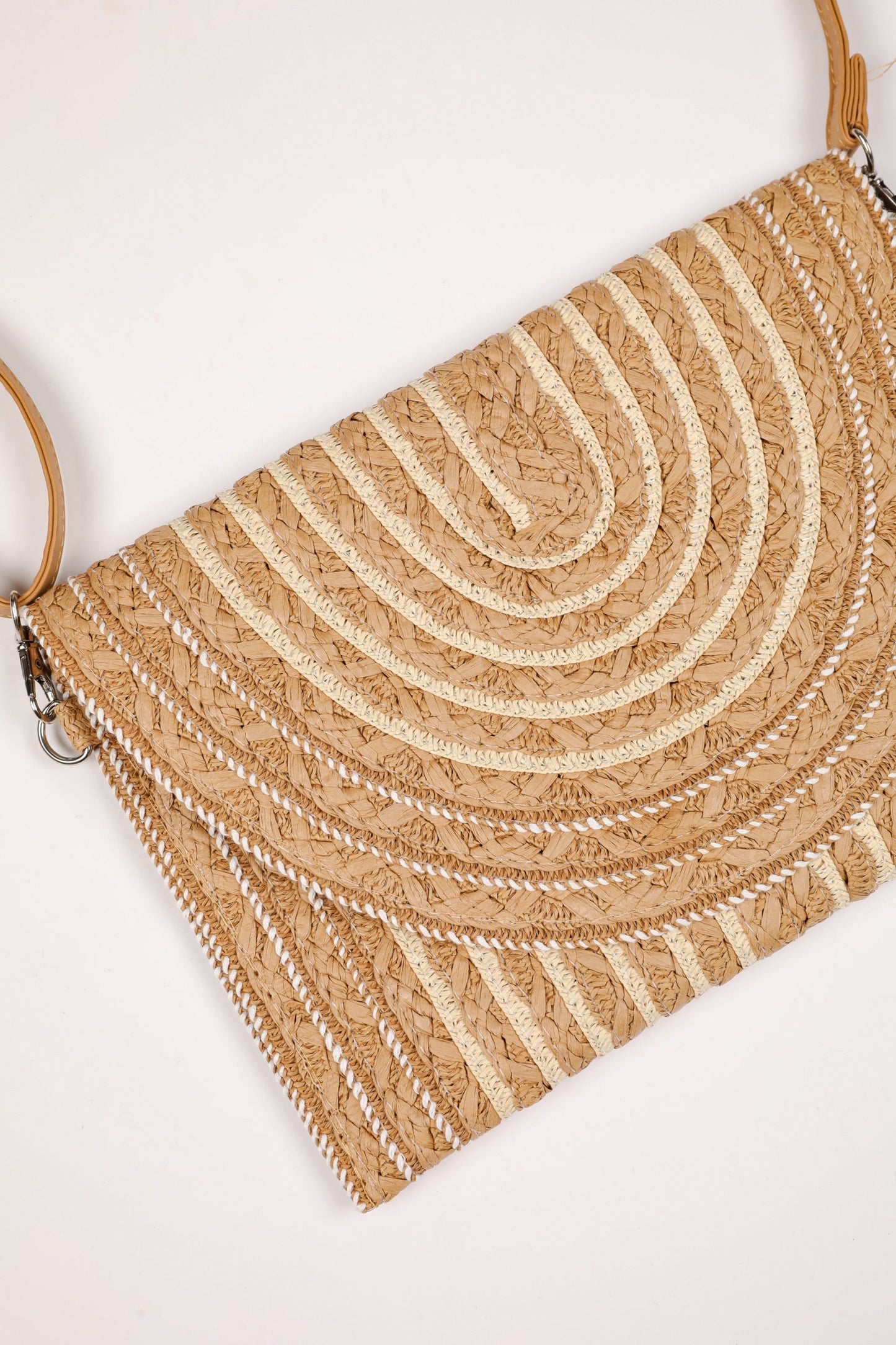 No Need To Rush Tan Straw Clutch