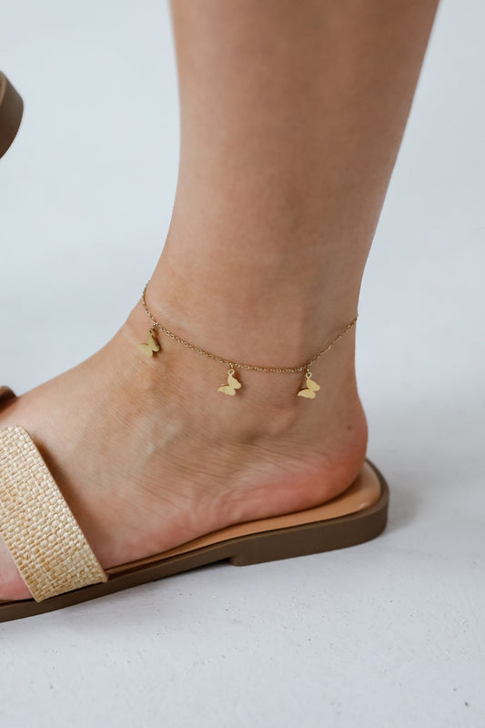 Ariana Gold Butterfly Charm Anklet