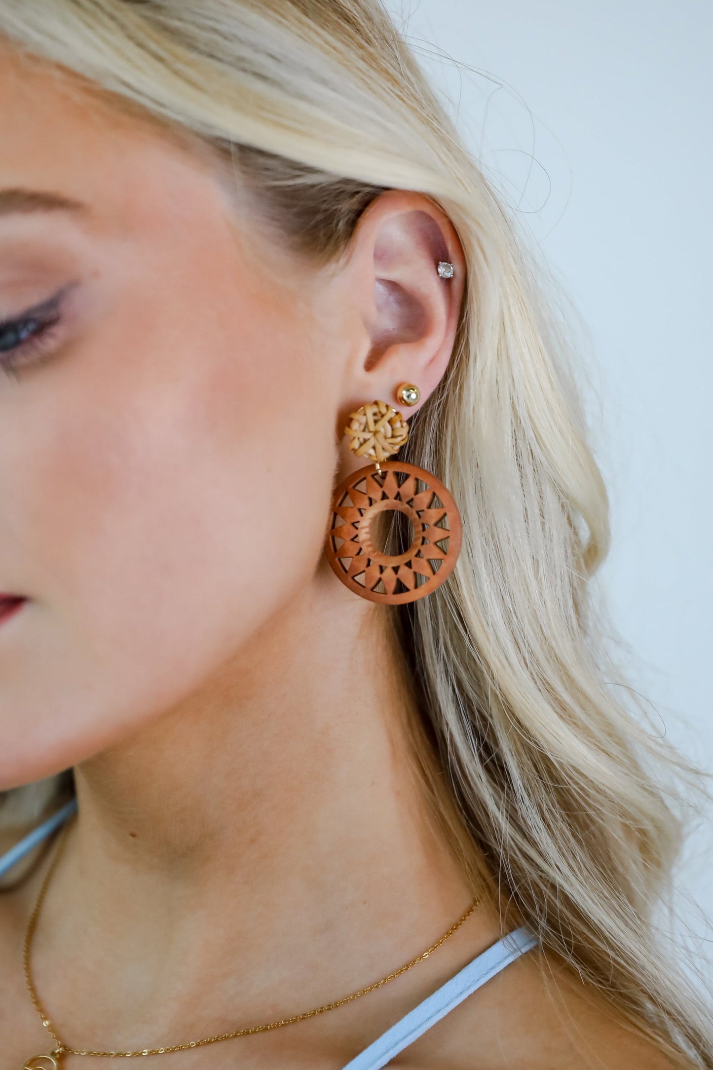 FINAL SALE - Mariana Natural Wooden Circle Drop Earrings