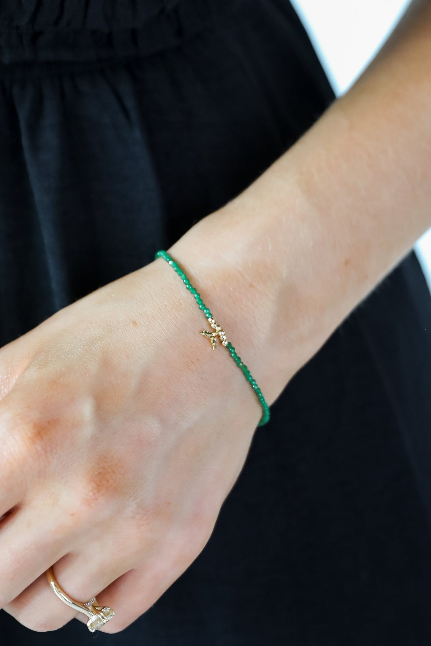 FINAL SALE - Gemma Green Tail Beaded Bracelet