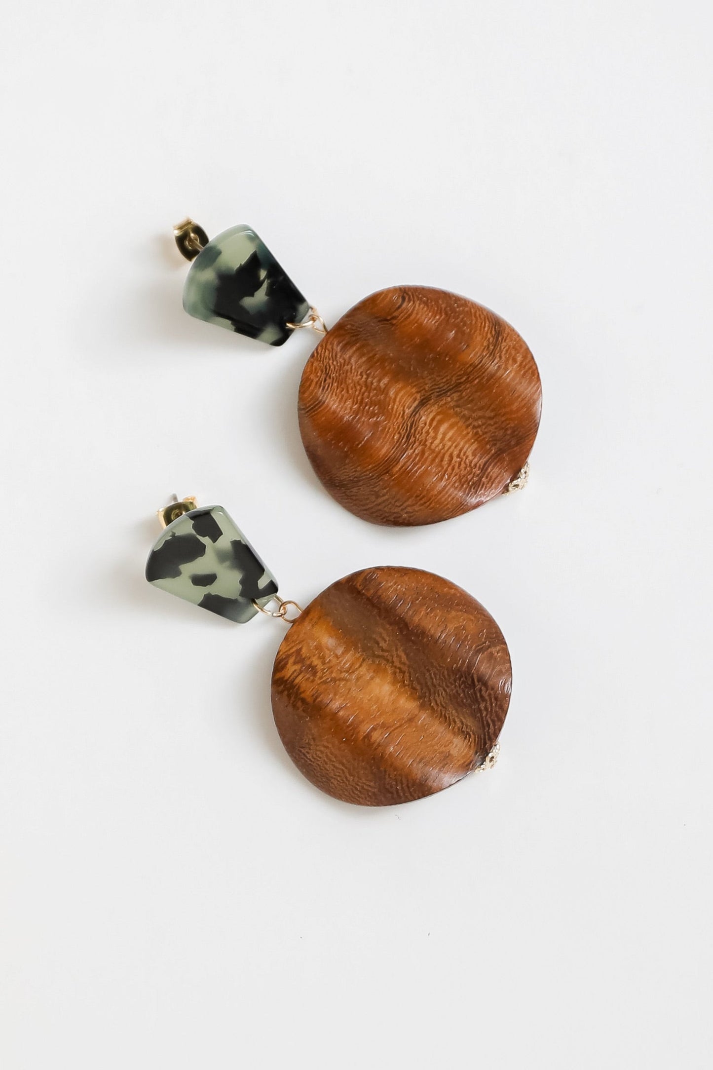 FINAL SALE - Demi Brown Wooden Circle Drop Earrings