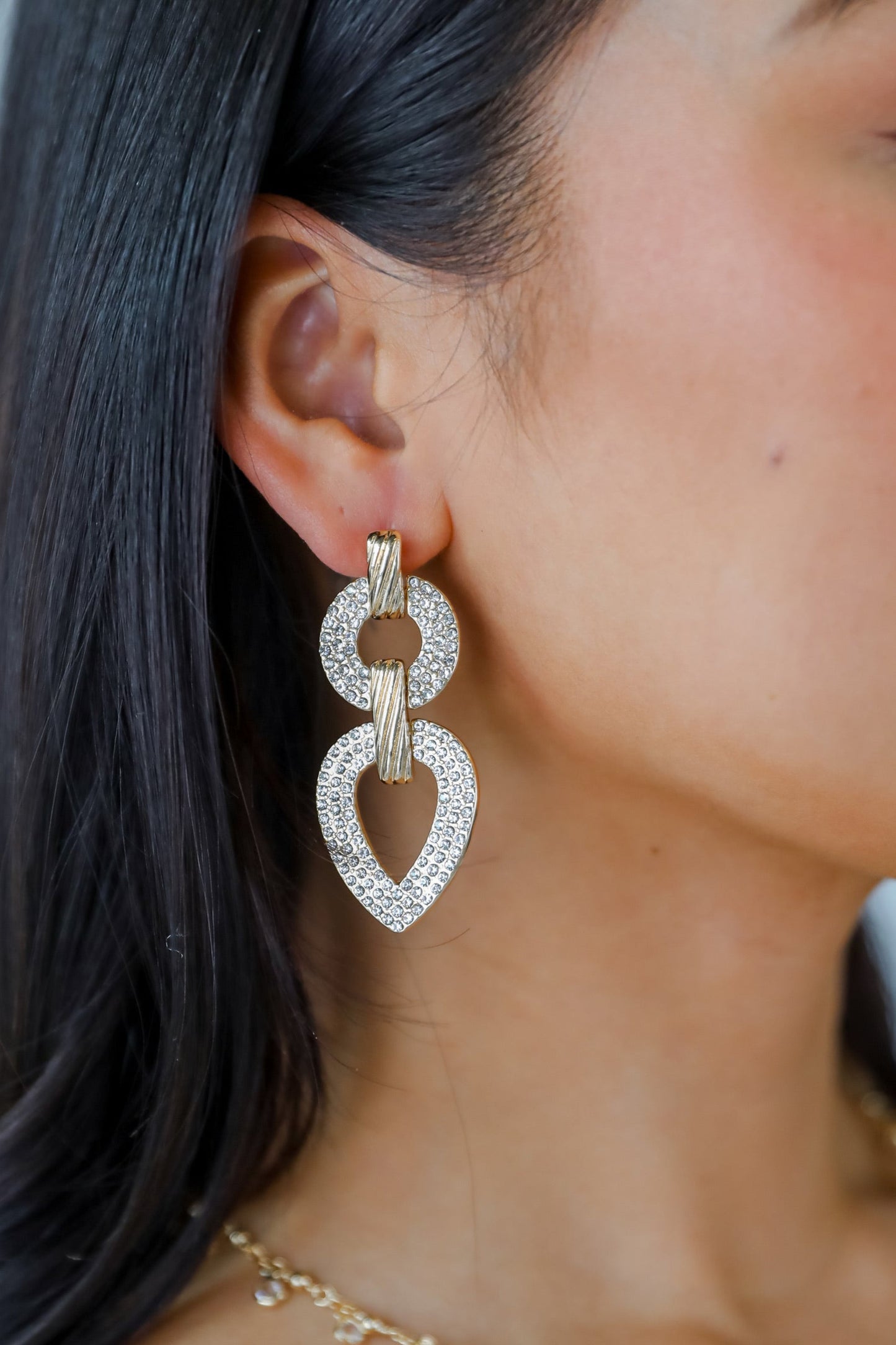 Quinn Gold Rhinestone Statement Earrings