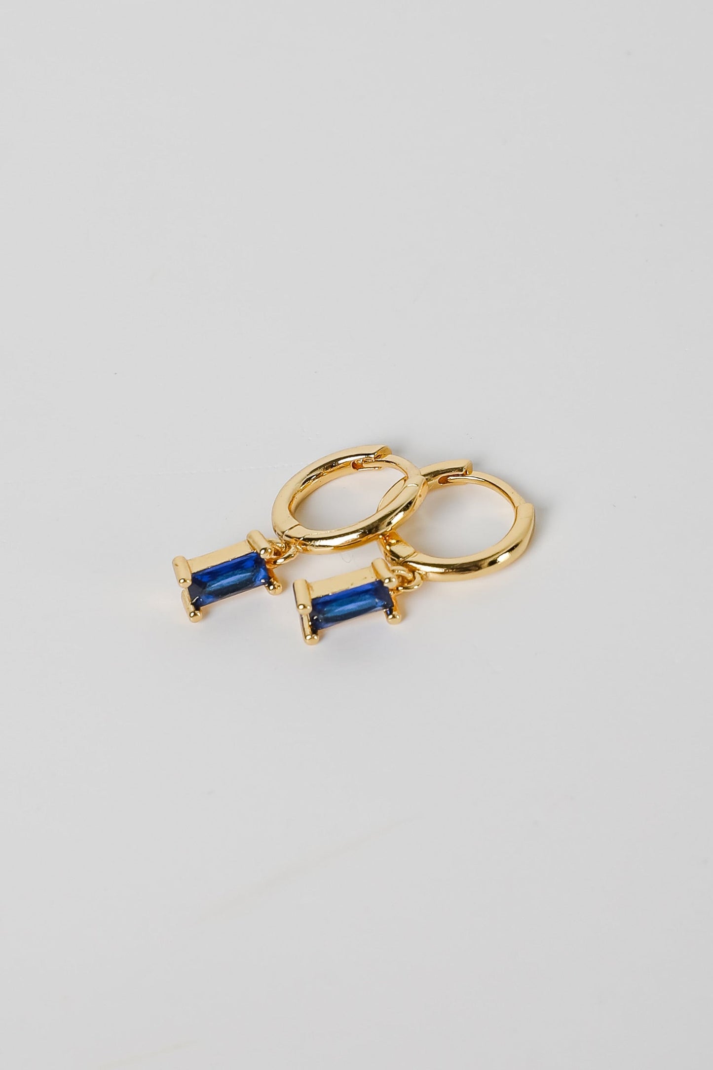Stella Blue Gemstone Charm Mini Hoop Earrings