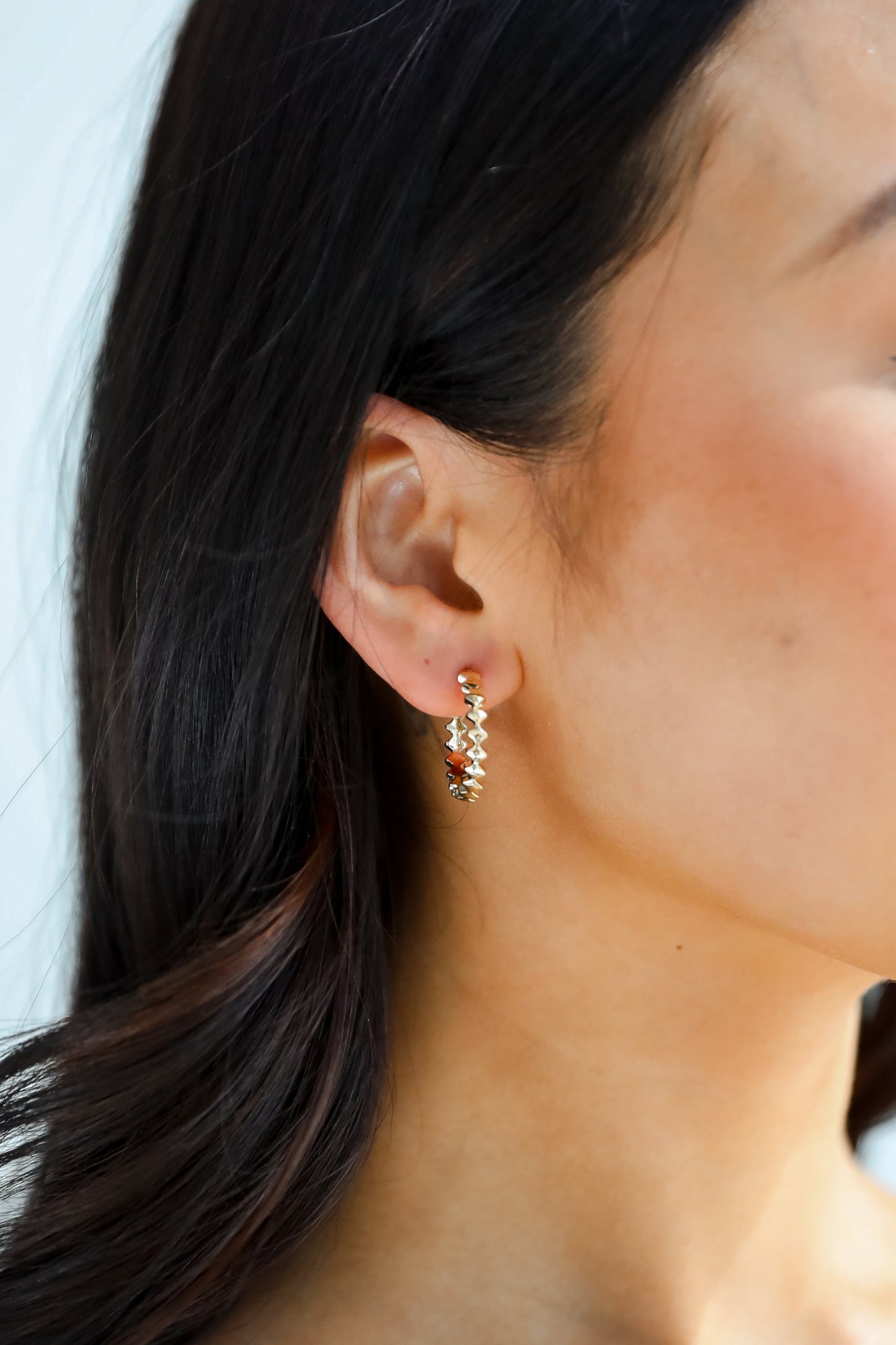 Elizabeth Gold Textured Hoop Earrings