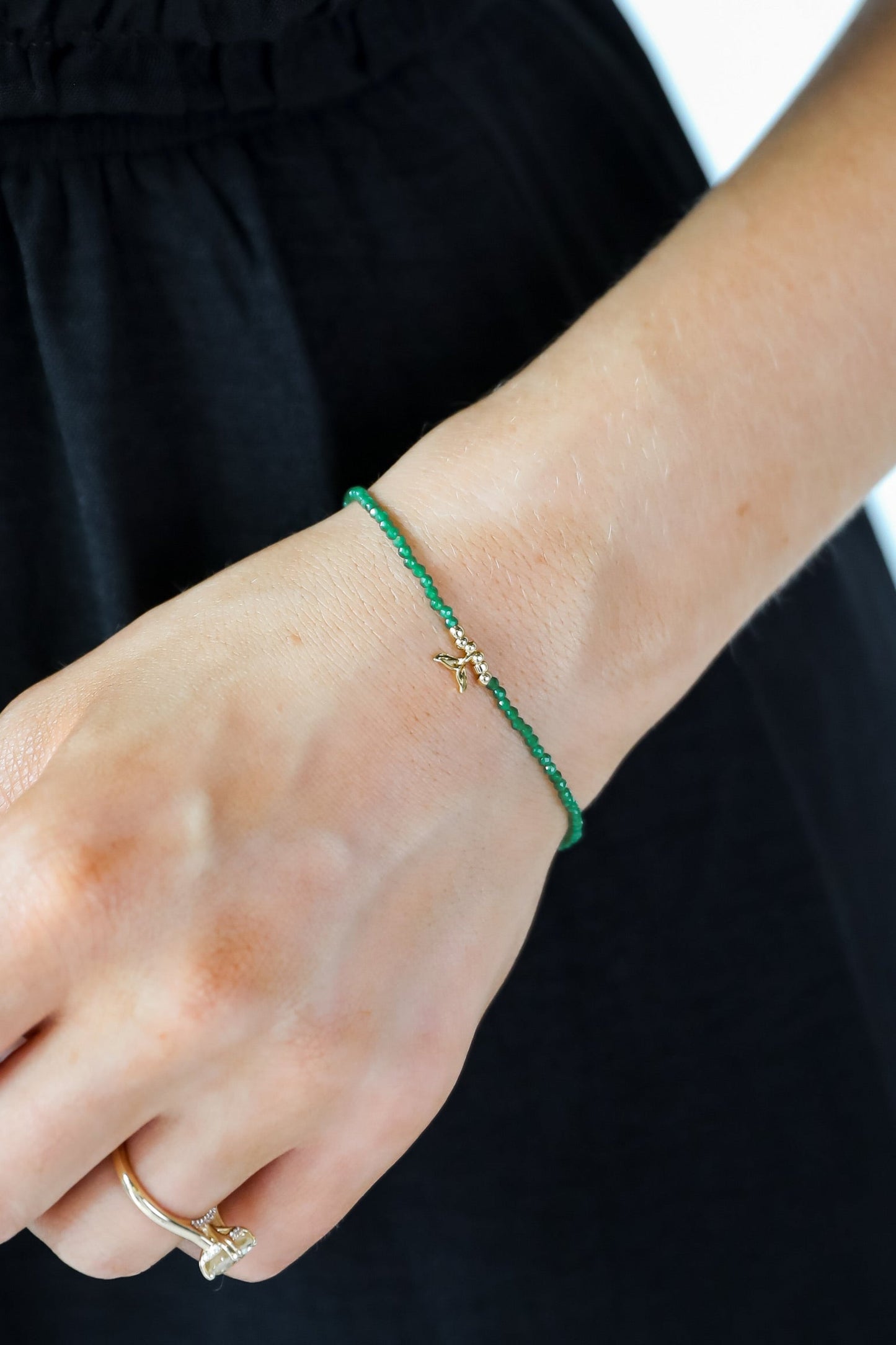 FINAL SALE - Gemma Green Tail Beaded Bracelet