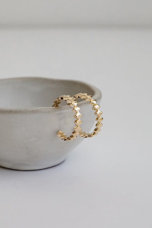 Elizabeth Gold Textured Hoop Earrings