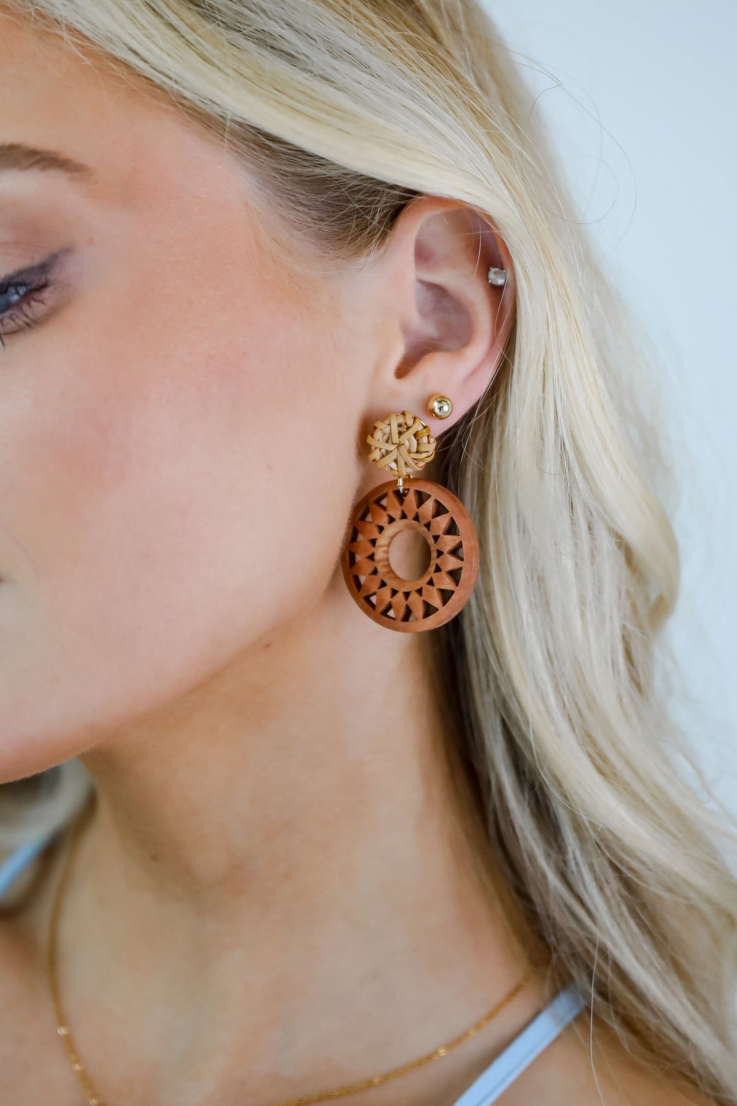 FINAL SALE - Mariana Natural Wooden Circle Drop Earrings
