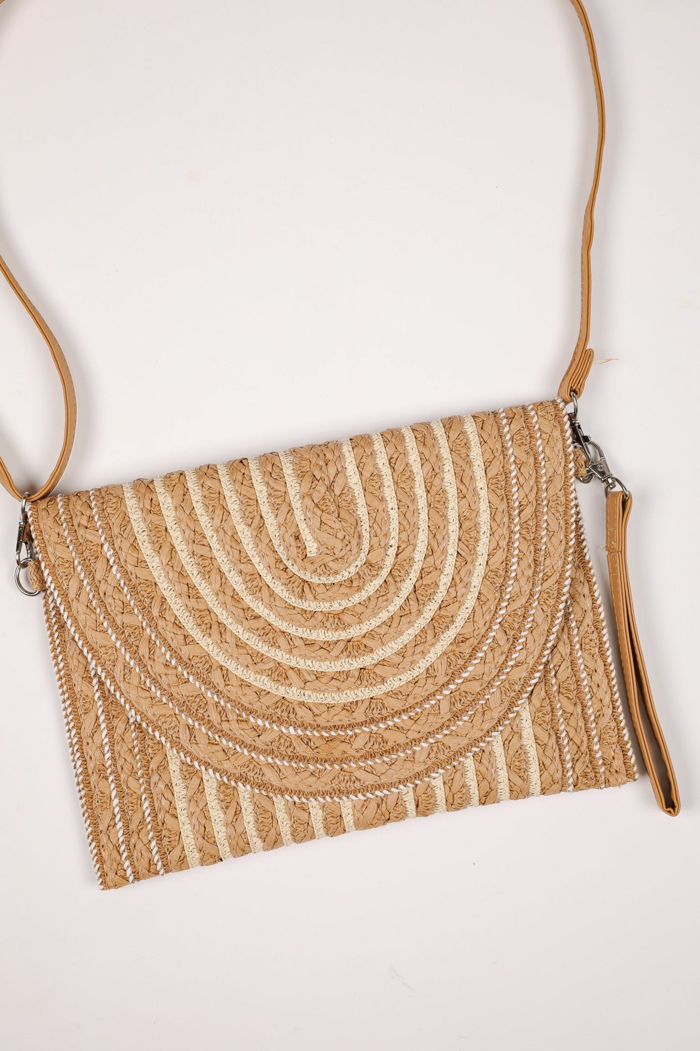 No Need To Rush Tan Straw Clutch