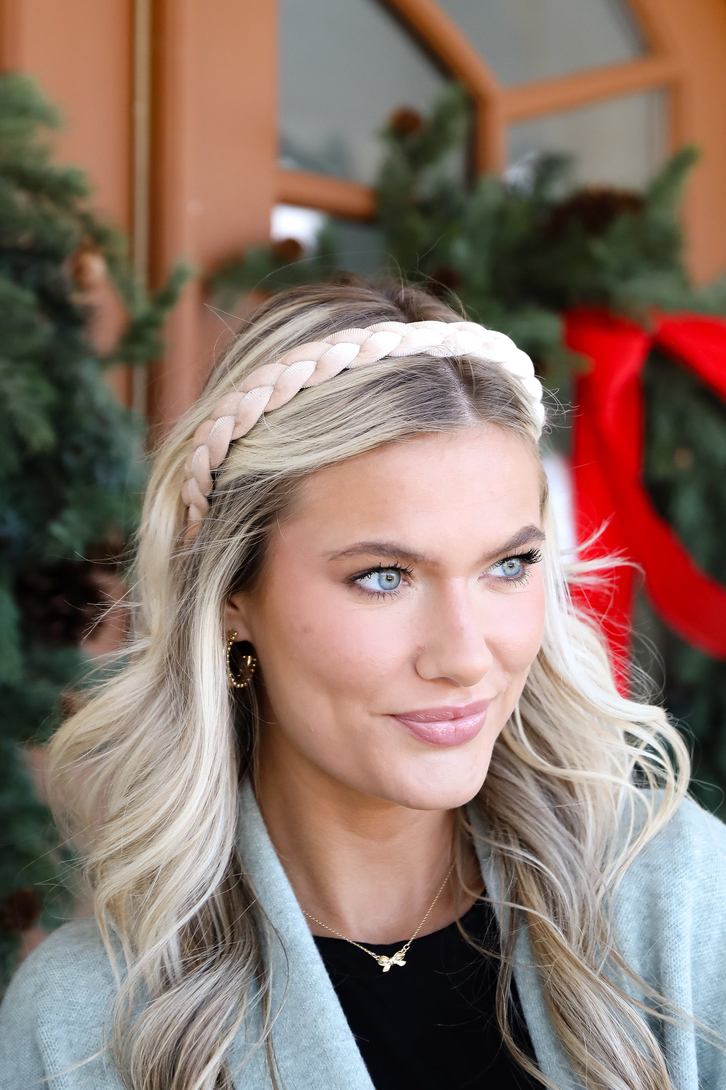 FINAL SALE - Sweet Credentials Beige Velvet Braided Headband