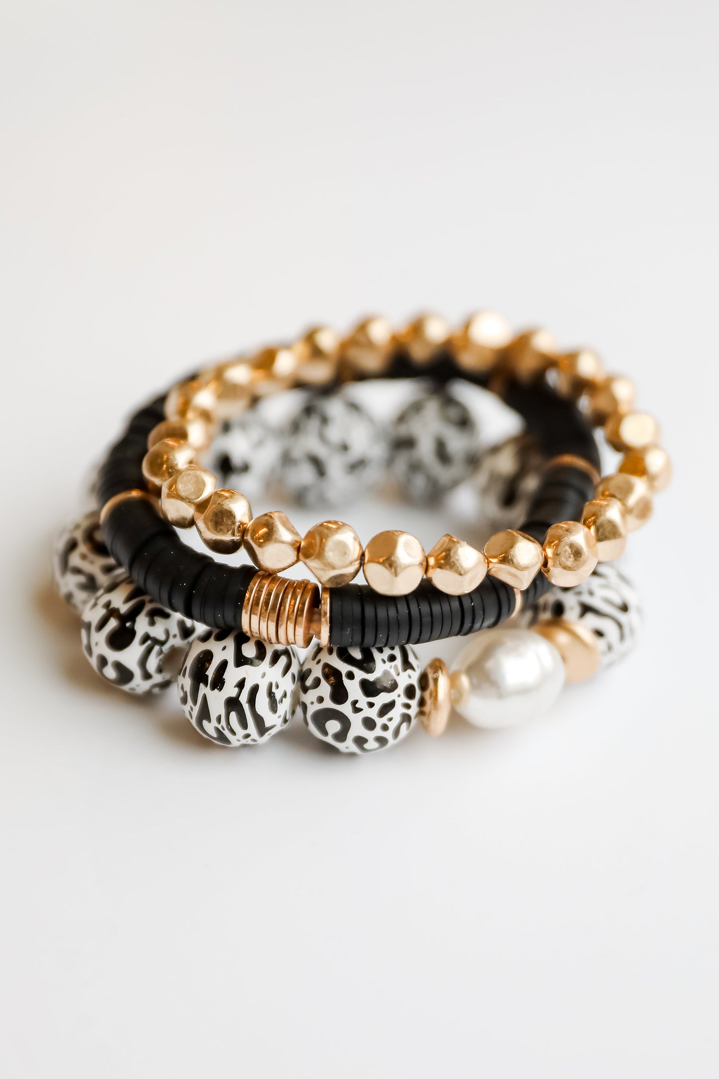 FINAL SALE - Lydia Black Beaded Bracelet Set
