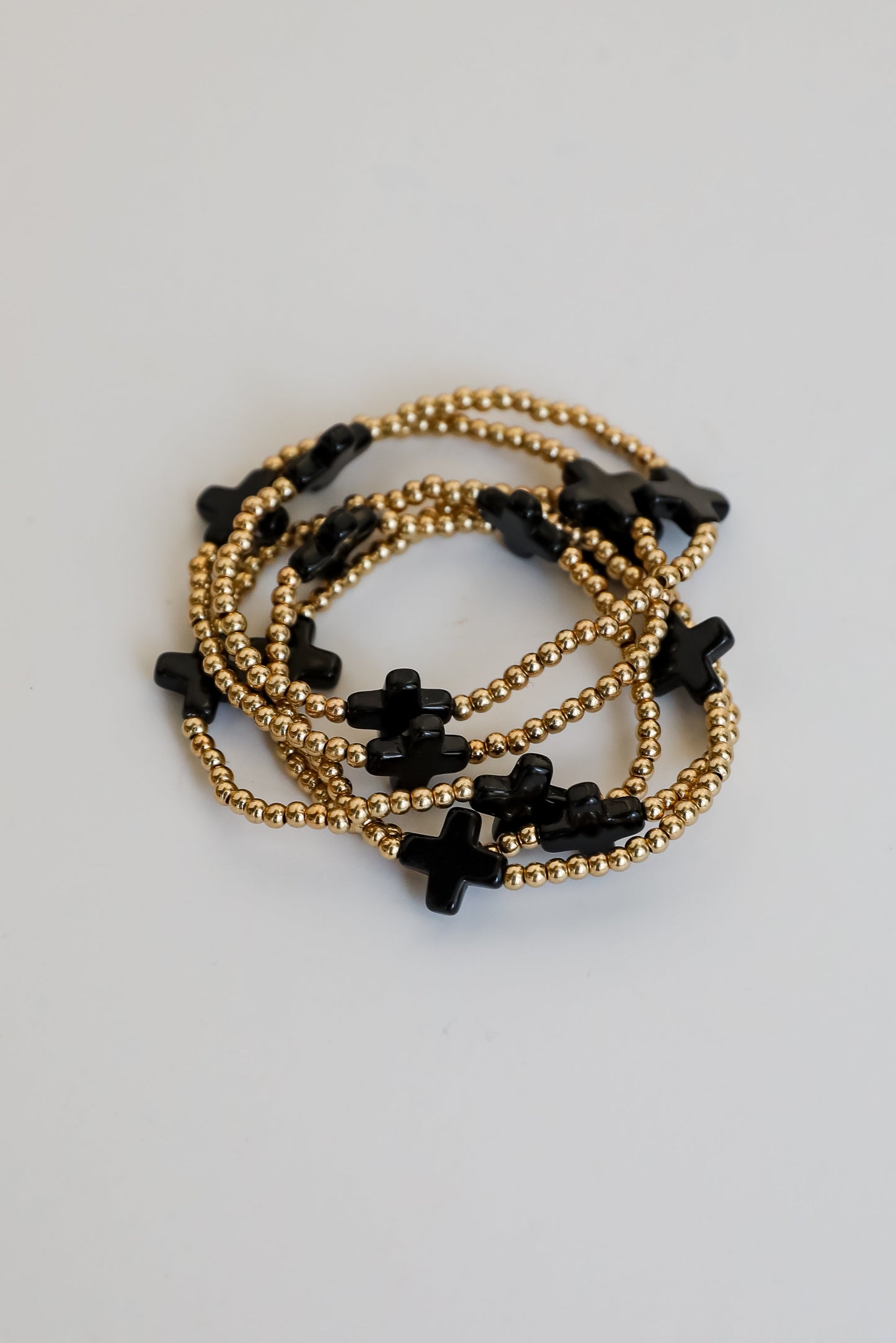Alanna Black Beaded Bracelet Set