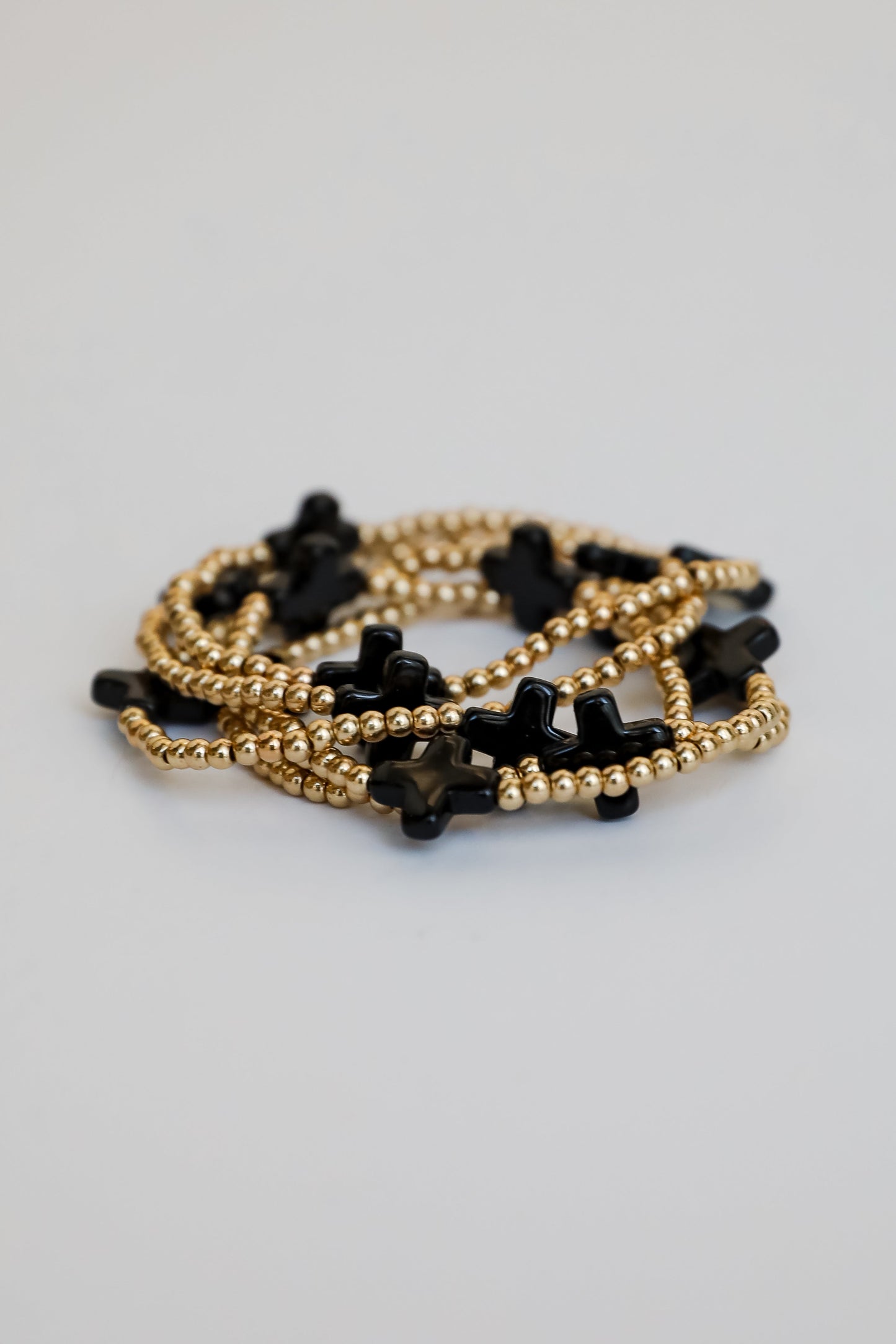 Alanna Black Beaded Bracelet Set