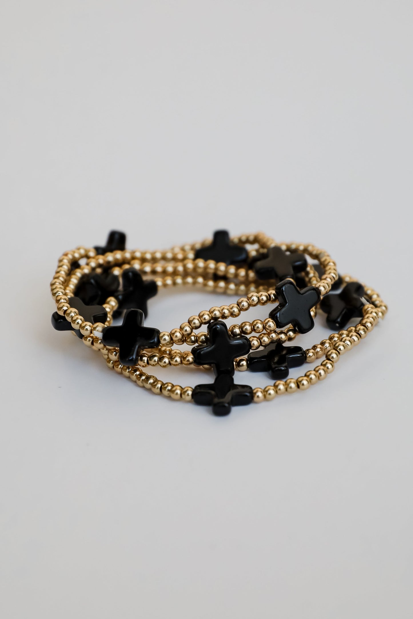 Alanna Black Beaded Bracelet Set