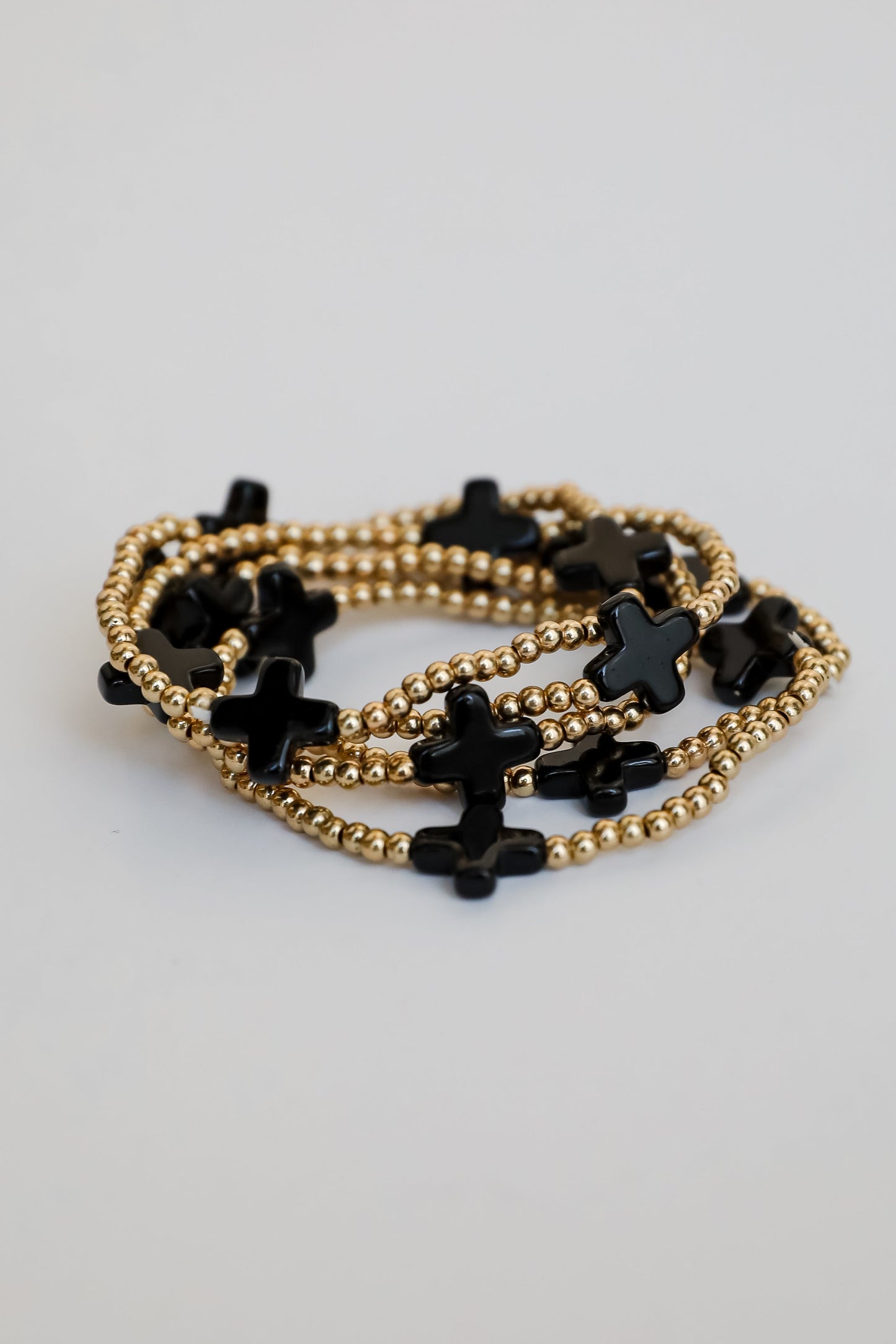 Alanna Black Beaded Bracelet Set
