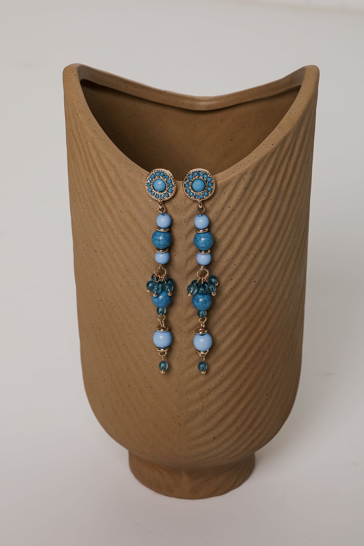 FINAL SALE - Rachel Blue Beaded Drop Earrings