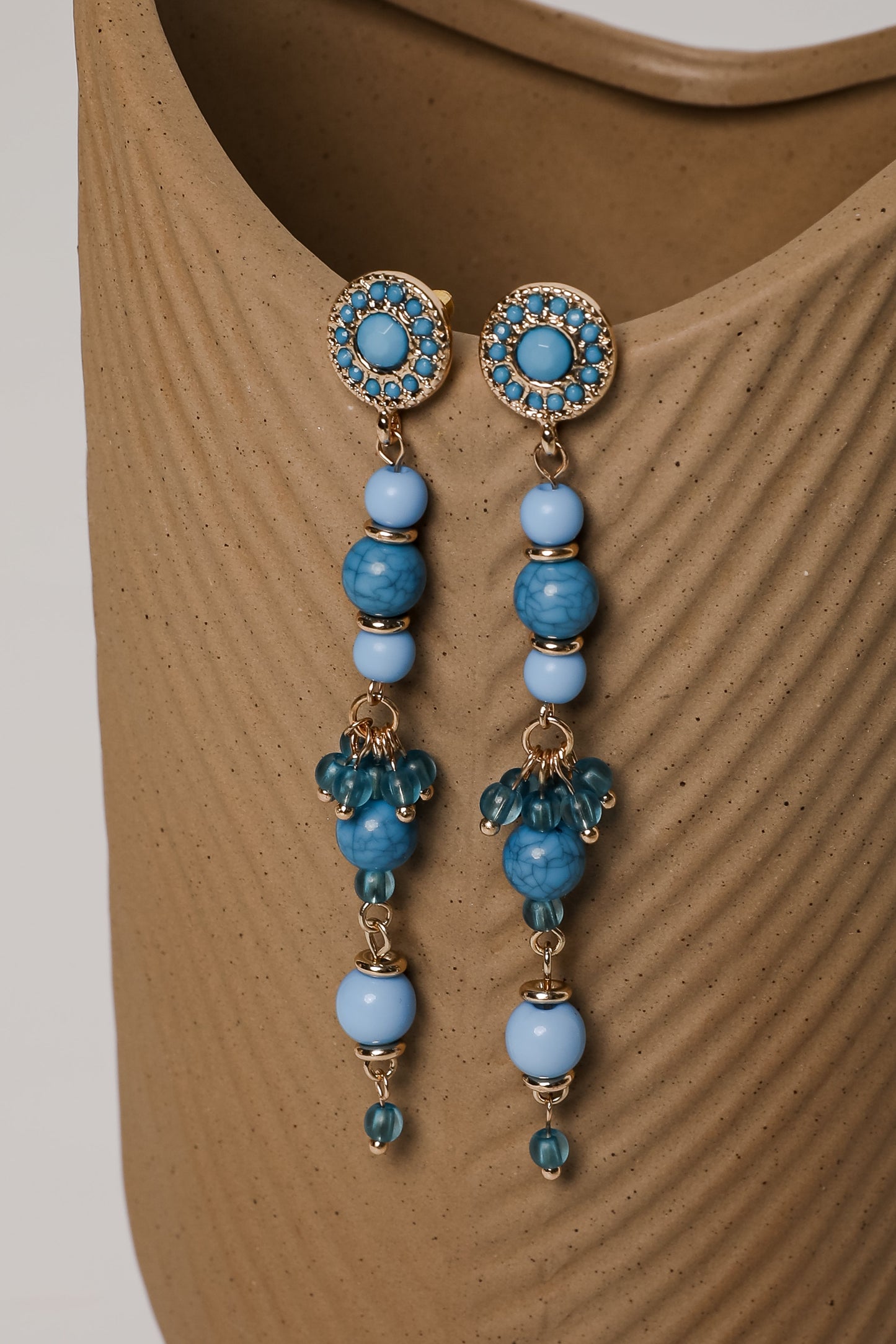 FINAL SALE - Rachel Blue Beaded Drop Earrings