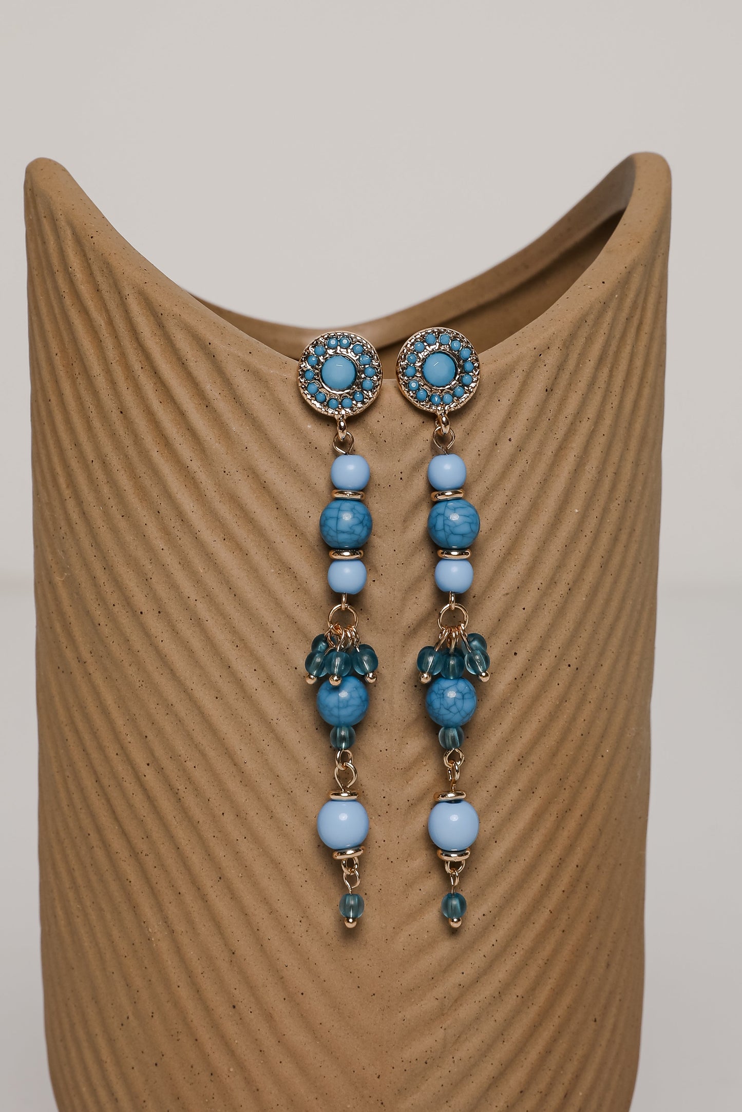 FINAL SALE - Rachel Blue Beaded Drop Earrings