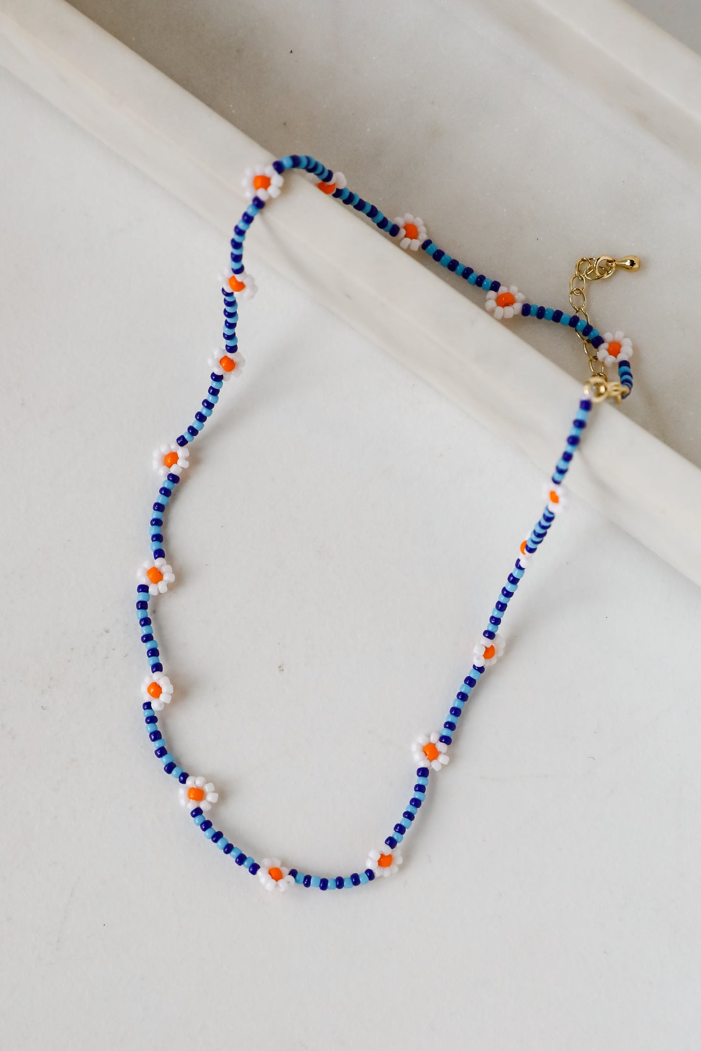 FINAL SALE - Haven Blue Beaded Daisy Necklace