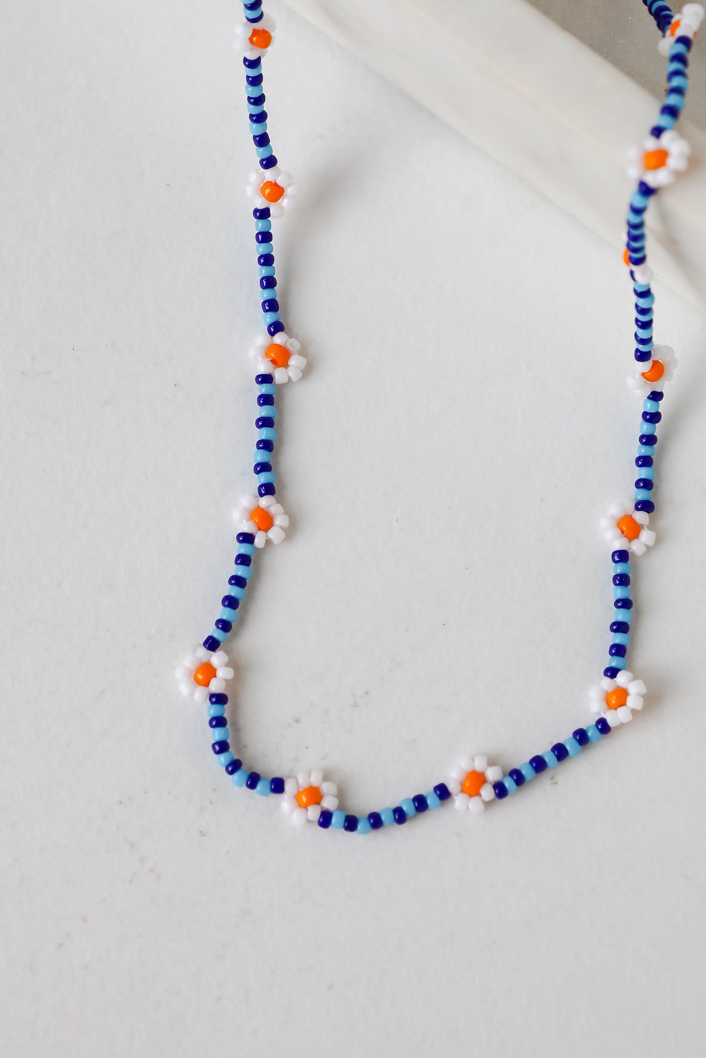 FINAL SALE - Haven Blue Beaded Daisy Necklace