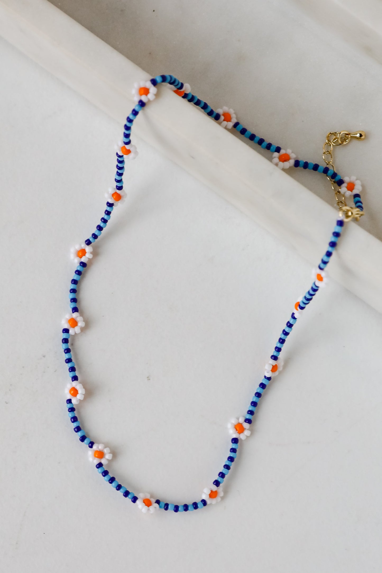 FINAL SALE - Haven Blue Beaded Daisy Necklace