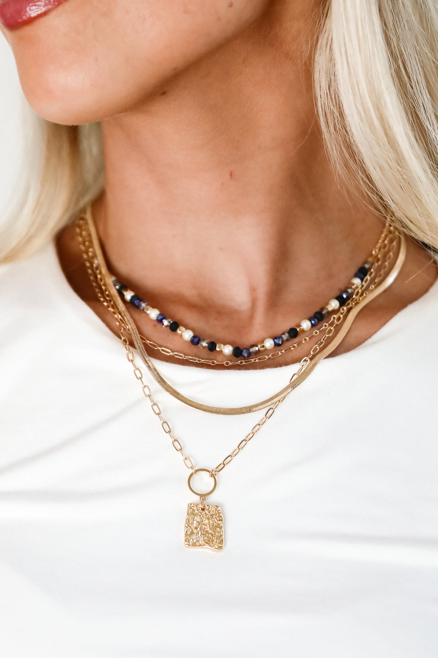 FINAL SALE - Elena Blue Layered Chain Necklace