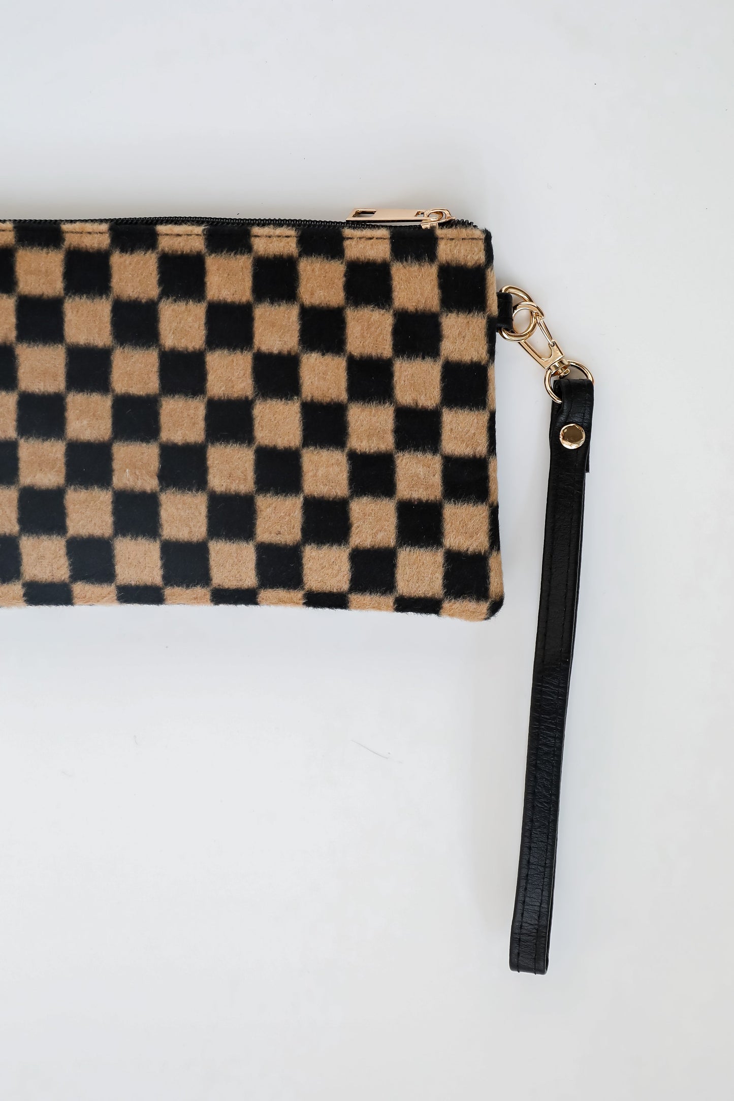 FINAL SALE - Composed Confidence Brown Checkered Wristlet