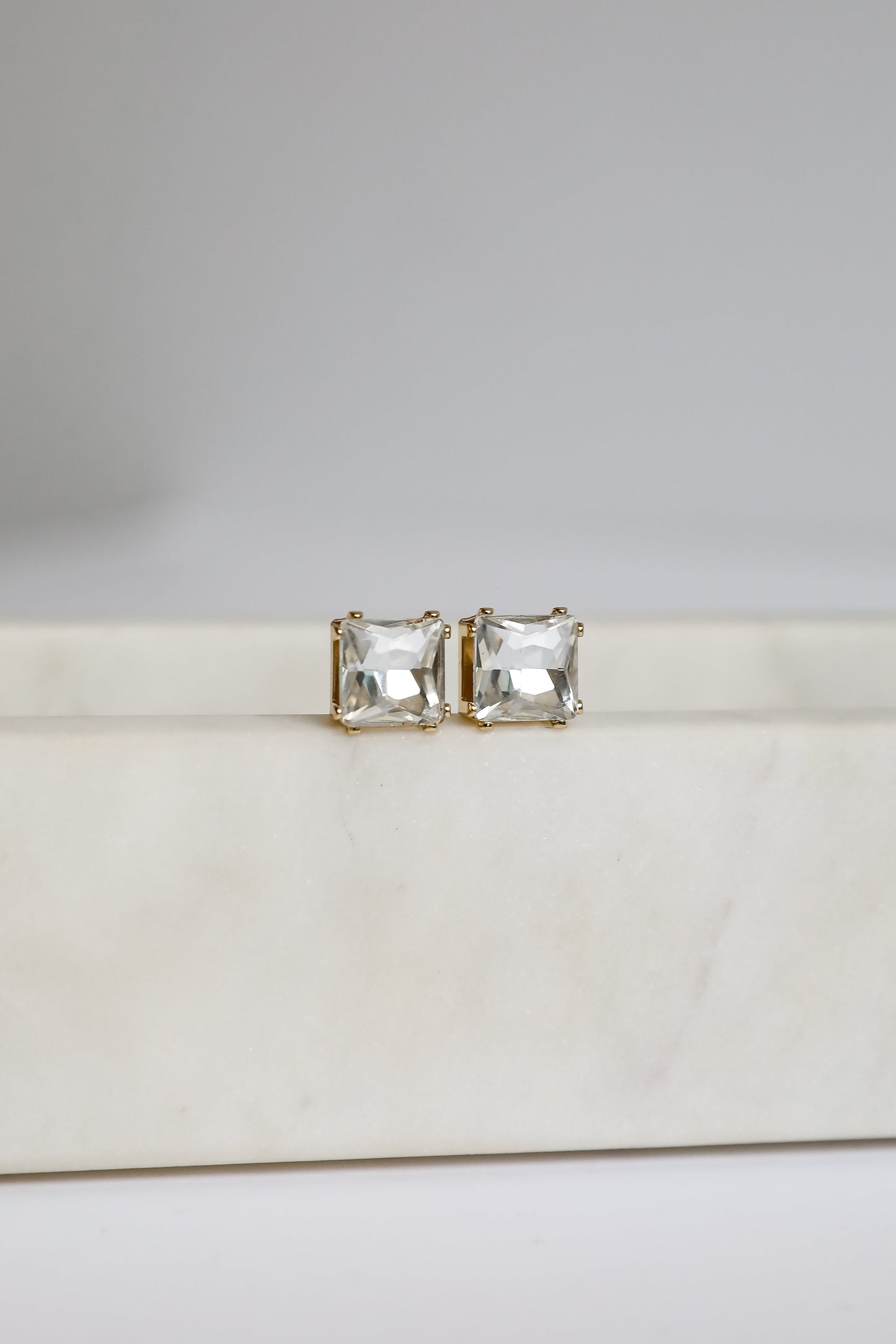 FINAL SALE - Selena Clear Gemstone Stud Earrings