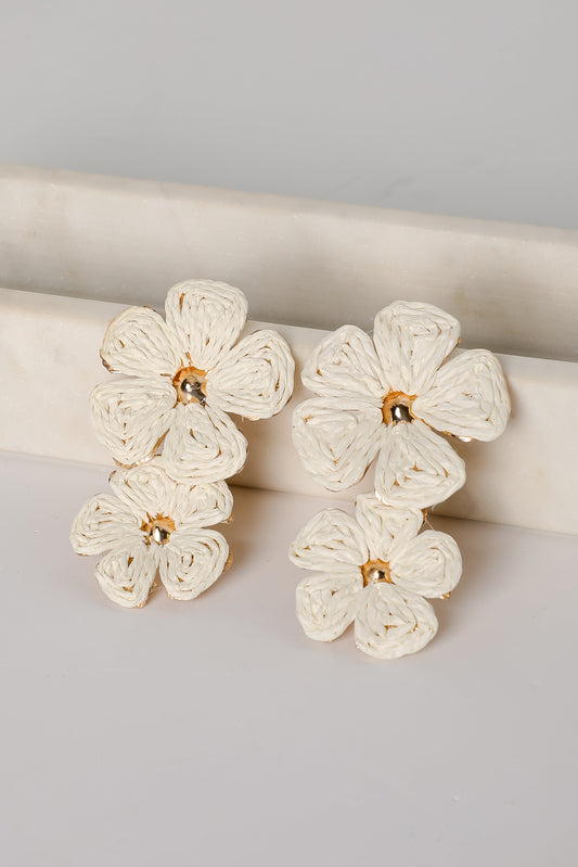 FINAL SALE - Gracie Straw Flower Drop Earrings