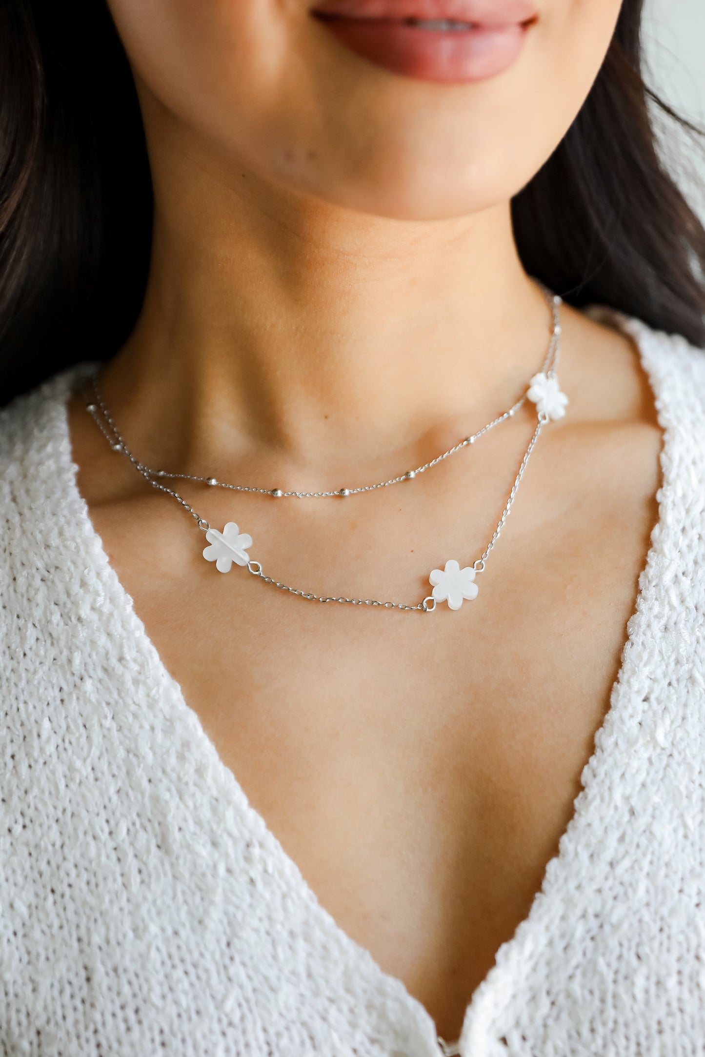 Alexa Cream Flower Charm Necklace
