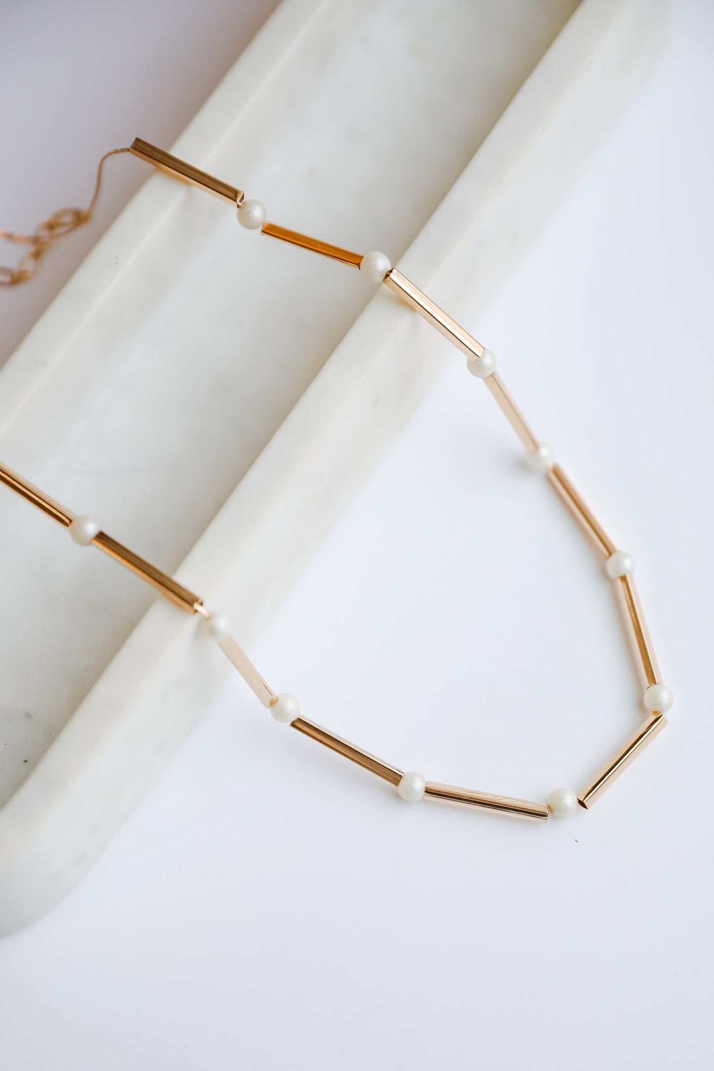 FINAL SALE - Lucy Gold Pearl Chain Necklace