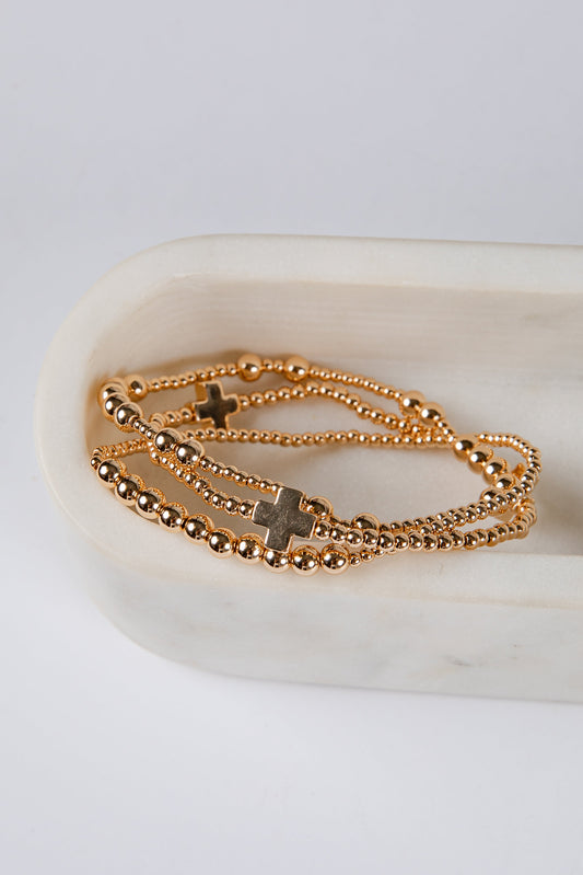Brianna Gold Beaded Bracelet Set