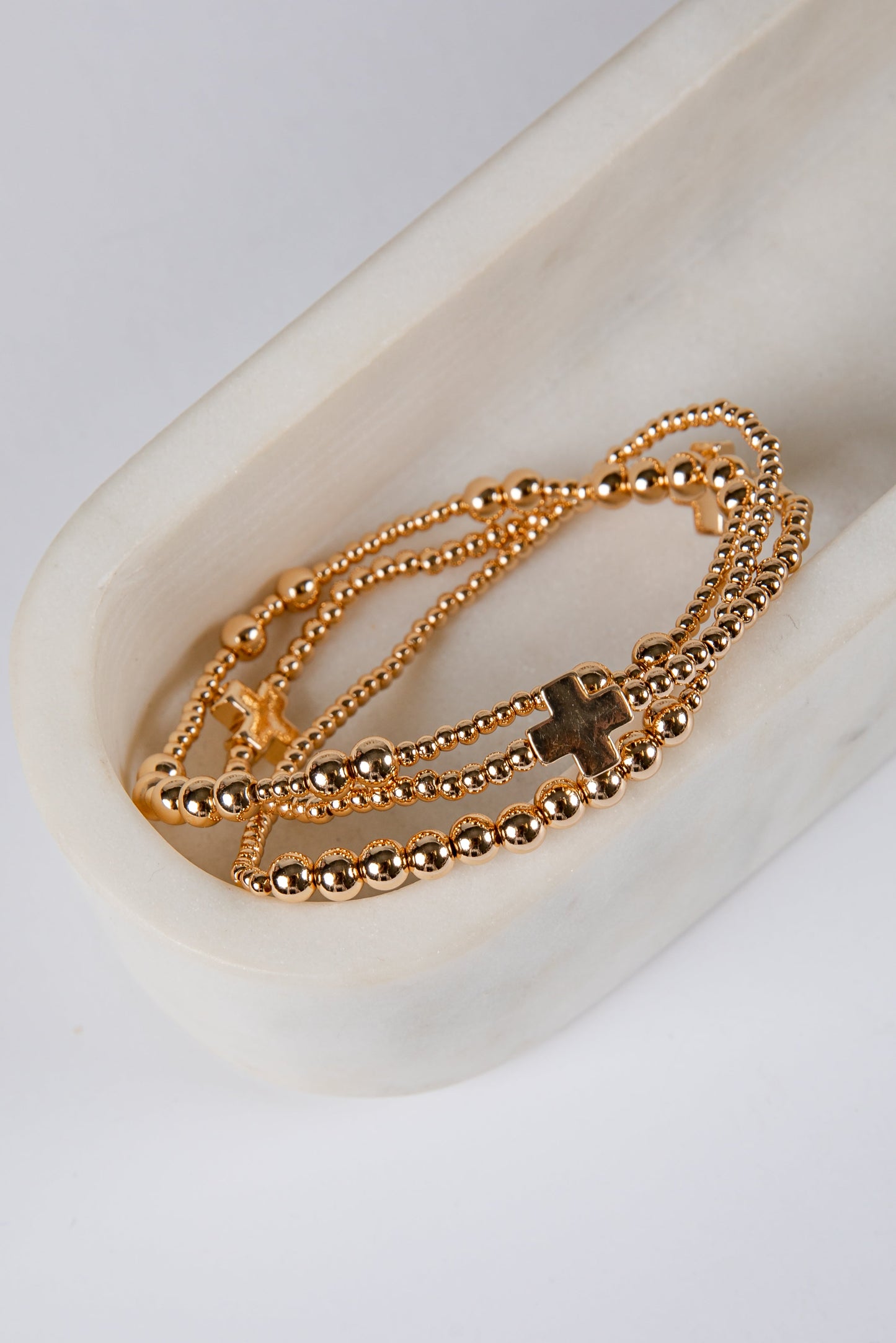 Brianna Gold Beaded Bracelet Set