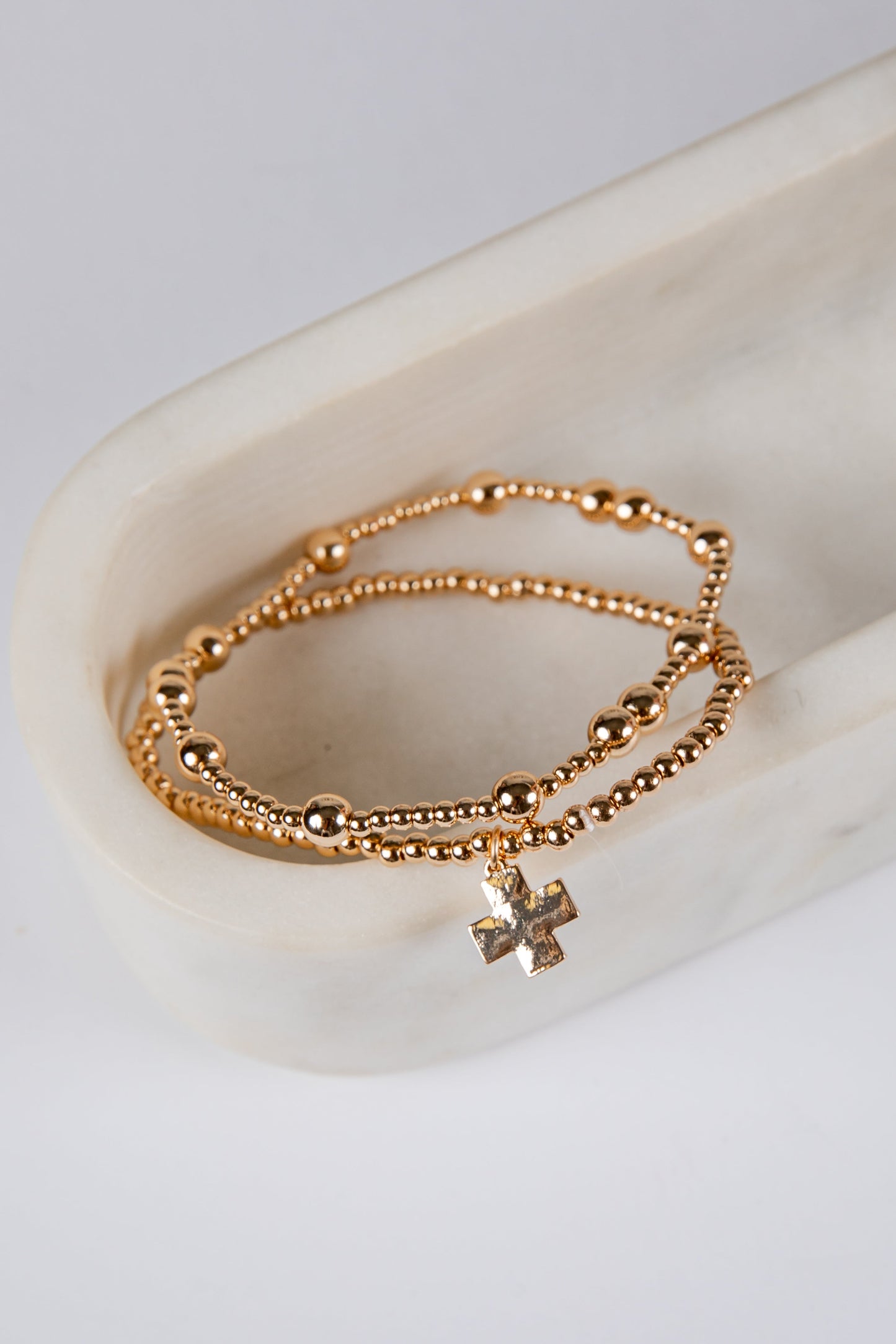 Eva Gold Beaded Bracelet Set