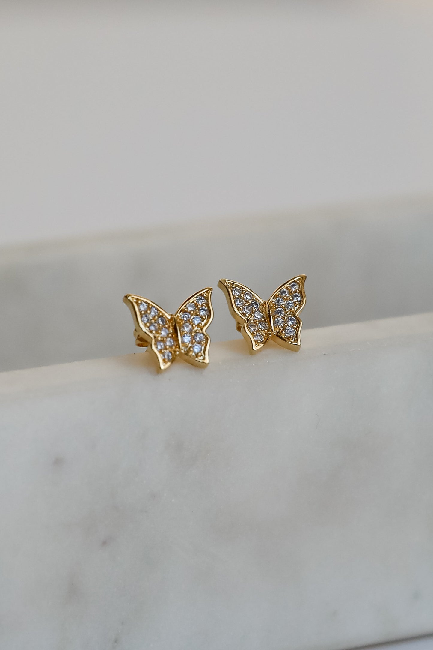 FINAL SALE - Lola Gold Rhinestone Butterfly Stud Earrings