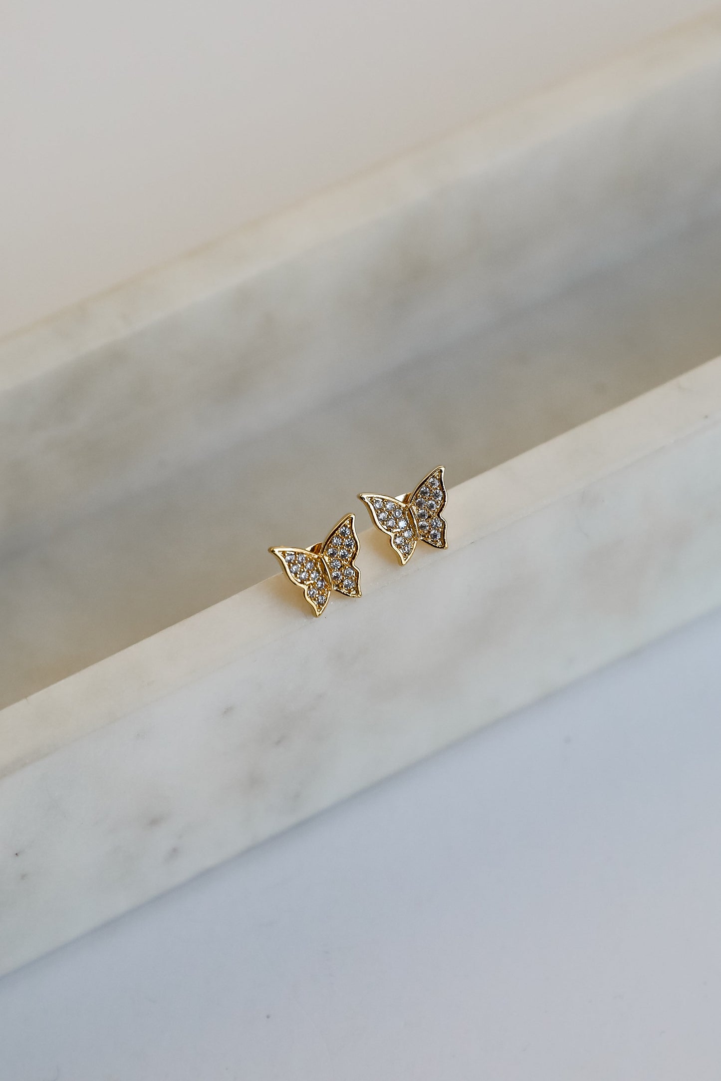 FINAL SALE - Lola Gold Rhinestone Butterfly Stud Earrings