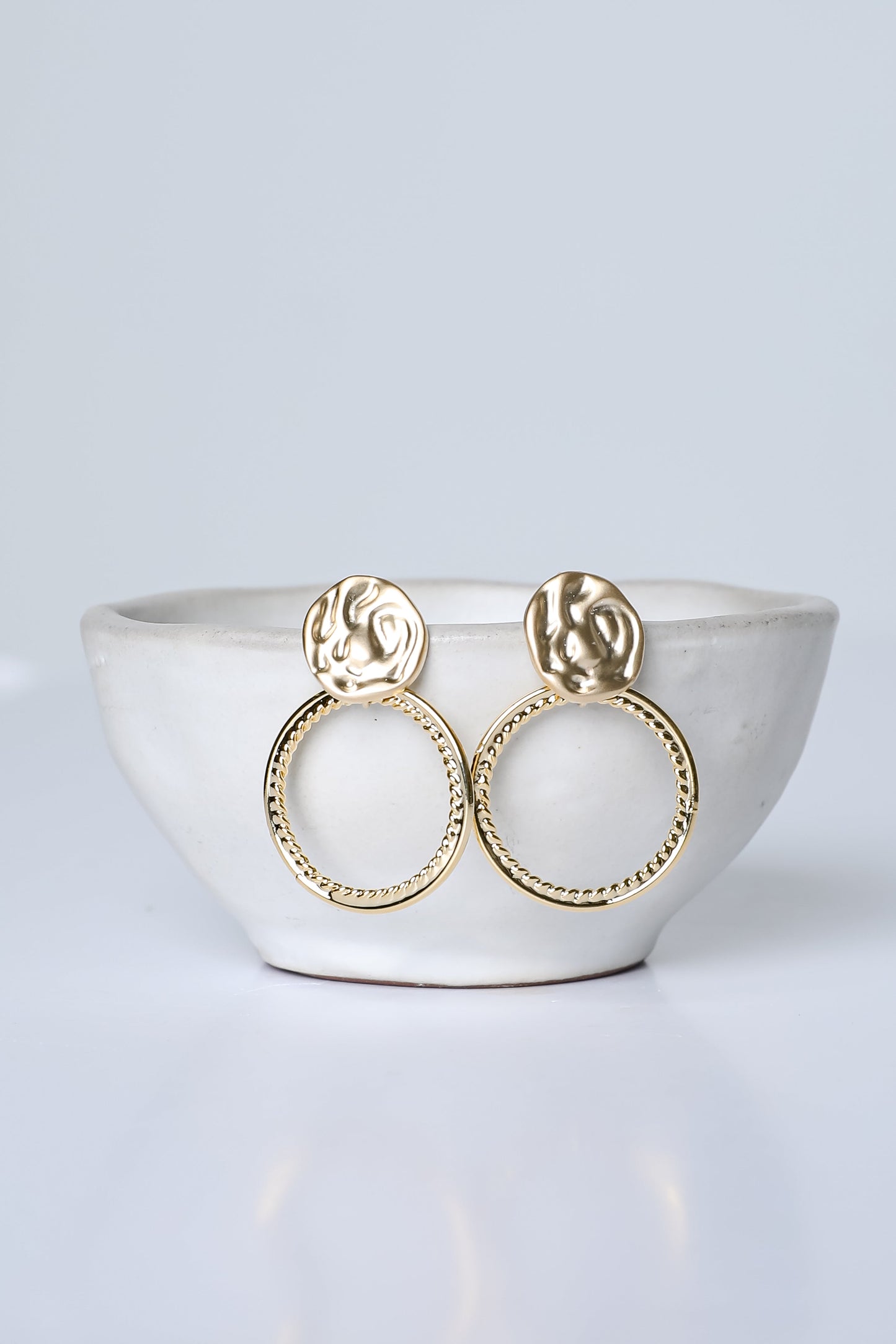 Ruby Gold Circle Drop Earrings