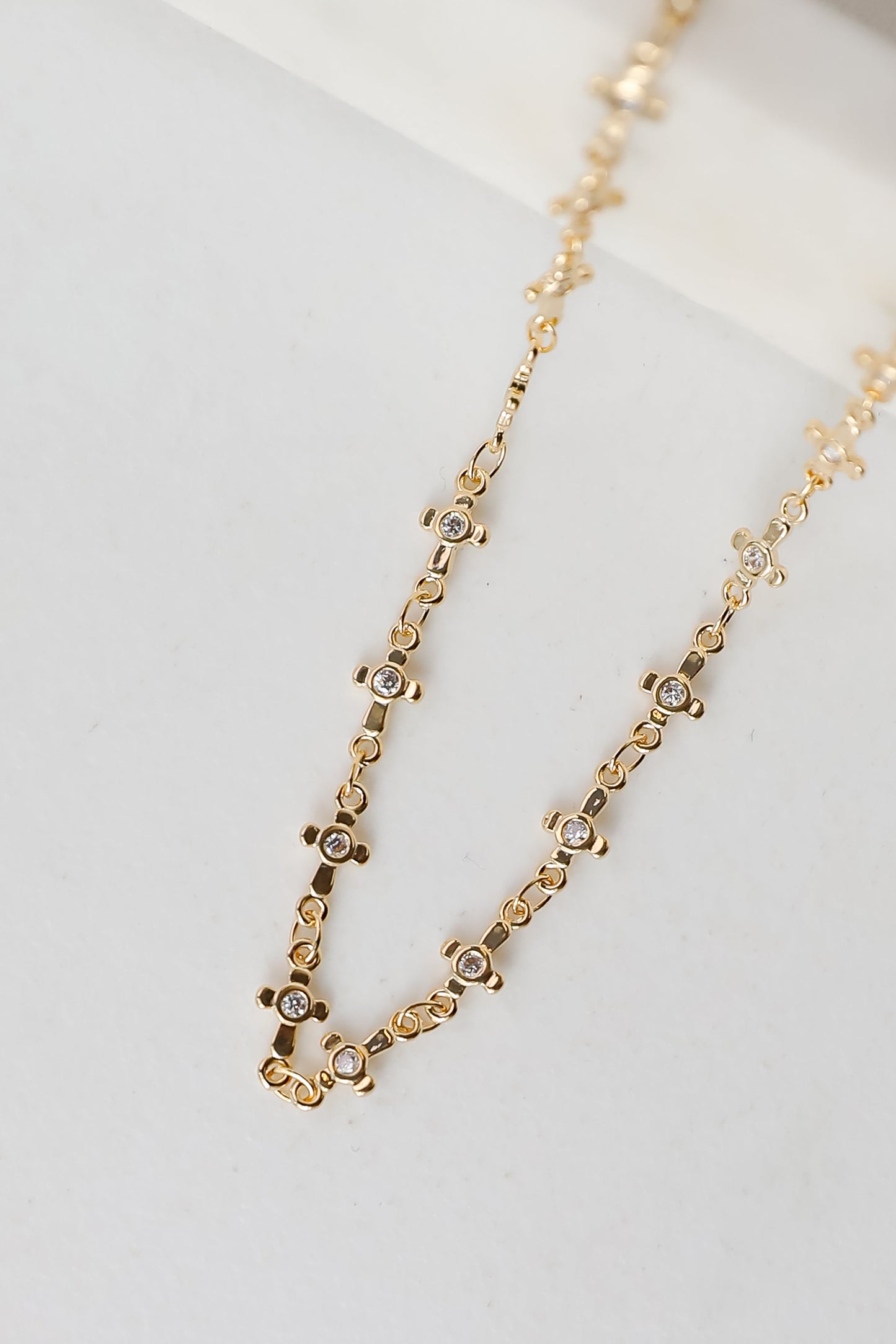 FINAL SALE - Caroline Gold Rhinestone Cross Chain Necklace