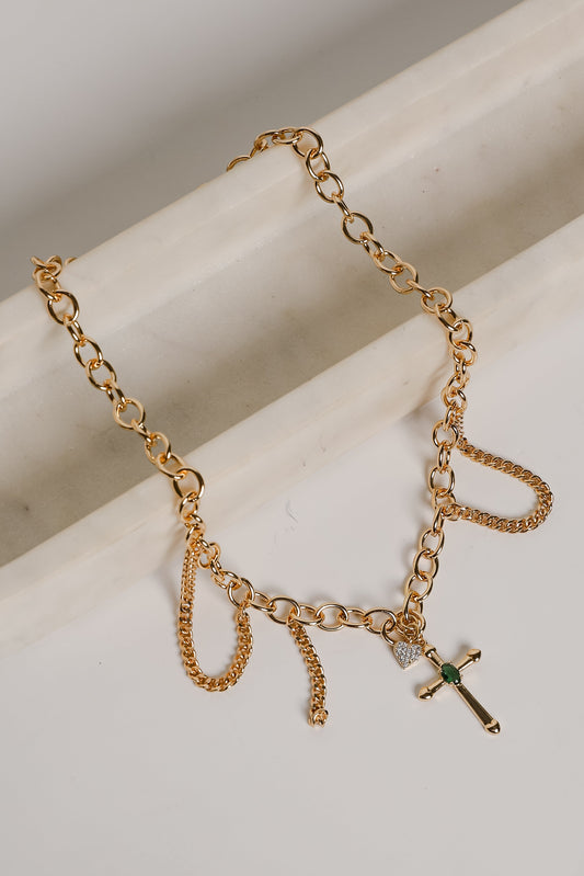 Sophie Gold Cross Charm Necklace