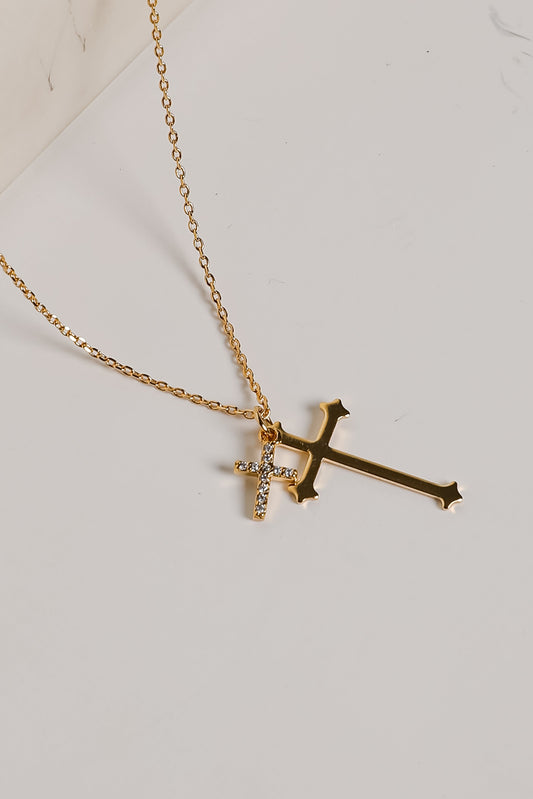 Ella Gold Cross Charm Necklace