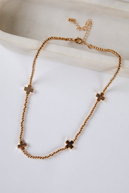 Evelyn Gold Beaded Necklace