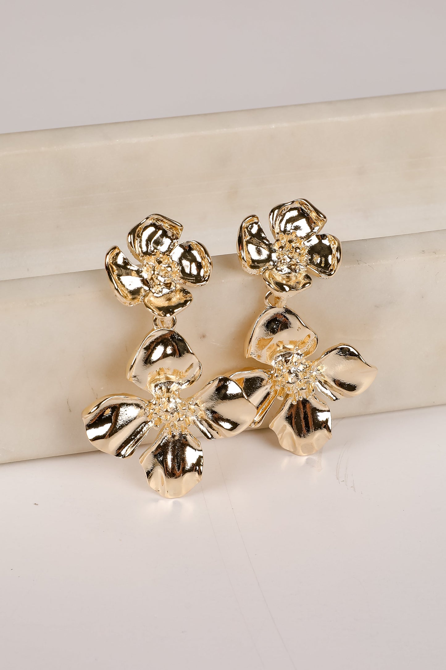 Sydney Gold Flower Drop Earrings