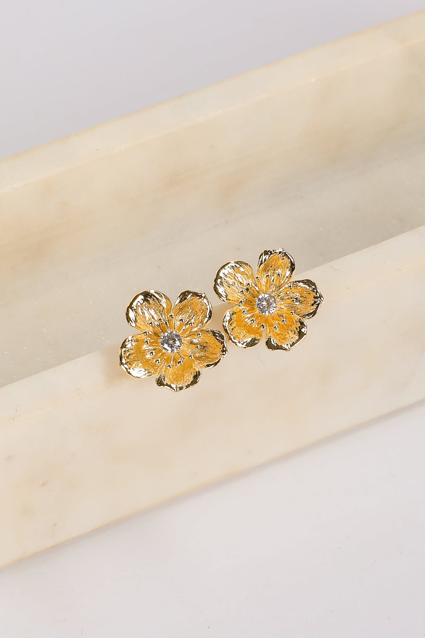 Penelope Gold Flower Stud Earrings