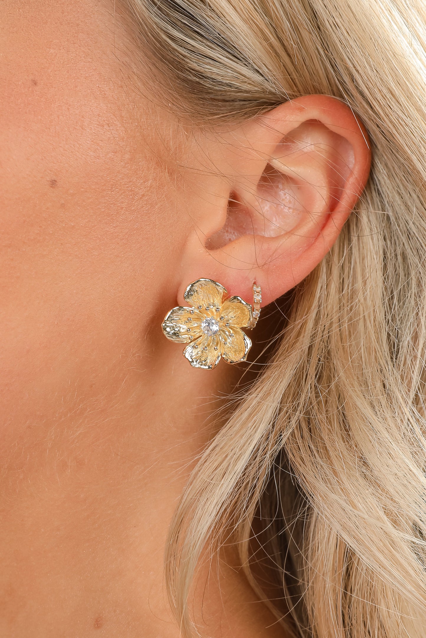 Penelope Gold Flower Stud Earrings