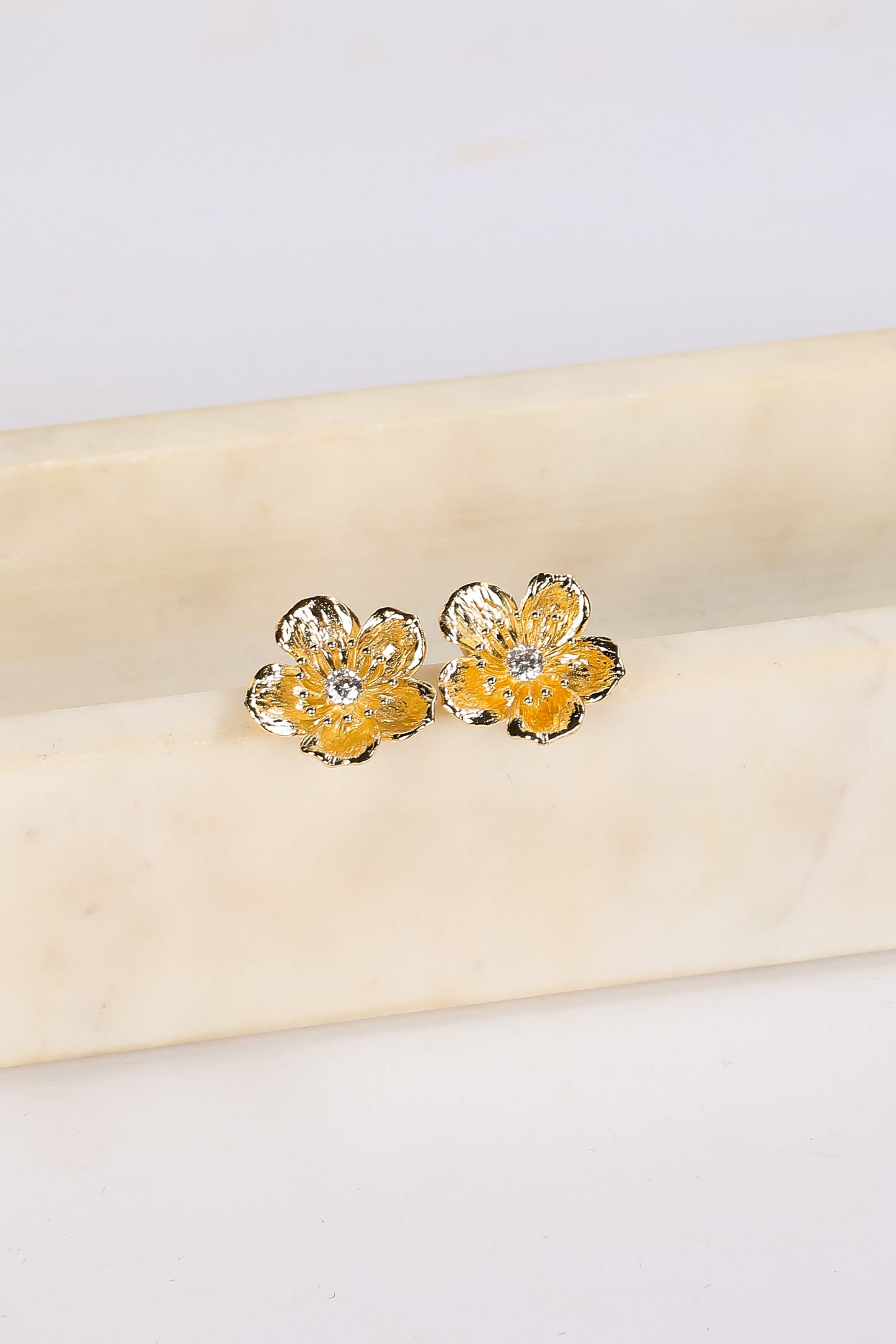 Penelope Gold Flower Stud Earrings