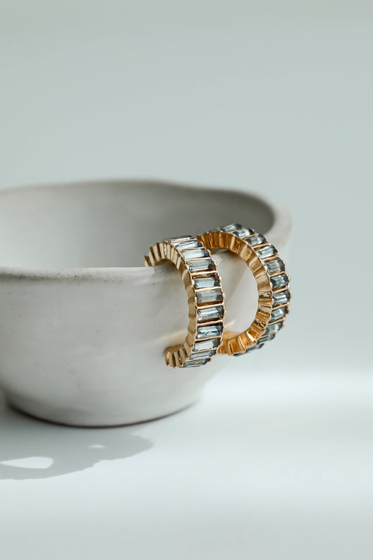 Presley Gold Gemstone Hoop Earrings