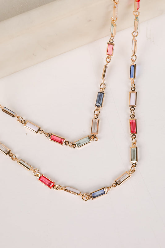 Diana Gold Gemstone Layered Necklace