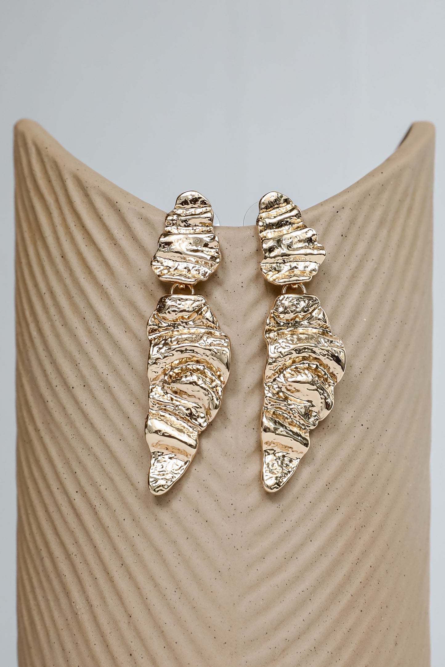 FINAL SALE - Julie Gold Hammered Drop Earrings