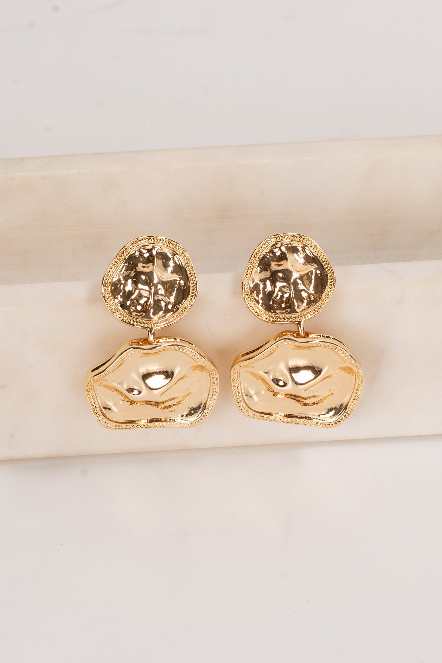 Vanessa Gold Hammered Drop Earrings